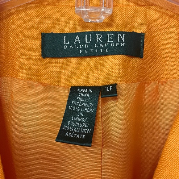 Lauren Ralph Lauren Petite Orange Linen Blazer Jackst Sz 10P - Picture 3 of 6